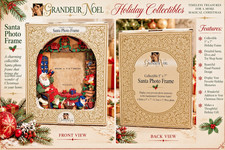 Grandeur Noel Santa Photo Frame 5x7 Hand Painted Christmas Collectible Vintage picture