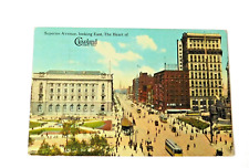 Cleveland Ohio Superior Ave looking East City Scene Posted 1913 VTG Postcard picture