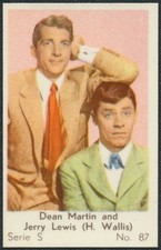 1957 DEAN MARTIN JERRY LEWIS TV & FILM STARS DUTCH GUM CARD SERIE S #87 EX picture