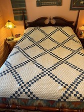 Quilt Exceptional Rare Double Irish Chain Pattern 8 Stitches/Inch Muslin Cotton picture