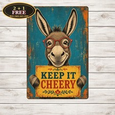 Humorous Donkey Glasses Portrait Yellow Handheld Metal Tin Sign picture