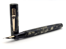 Vintage Mabie Todd Blackbird BB2/45 Green Marble Fountain Pen 14K Gold Nib VGC picture