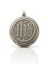 c1890s Antique IHS Religious Vinaigrette Scent Locket Pendant w/ Original Sponge picture