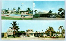 POSTCARD LaMac Motel and Restaurant Pompano Beach Florida Multiview Swimming picture