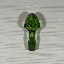 Vintage Uranium Glass Decanter Bottle Cruet Stopper Glows Green picture