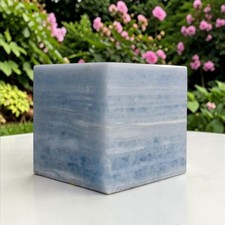 Large 75MM Blue Calcite Crystal Cube Natural Polished Gemstone Square Cube Gift picture