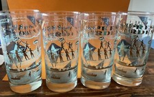 Set of 4 Vintage Cypress Gardens Florida Water Skiers Souvenir Glasses 5.5” picture