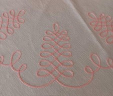Vintage Pratesi Tablecloth Napkin Set Pink Swirl Embroidery Italy Designer Round picture