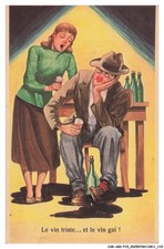 CAR-AGIP15-0903-HUMOUR - Sad Wine And Gai Wine Greeting Postcard picture