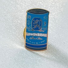 LOWENBRAU German Style Ale Beer Can Novelty Lapel Pin Enamel Brewery Advertising picture