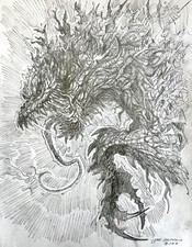 Monster-Zilla Godzilla - 11x14 Original Pencil Art by McIntosh COA - NOT a Print picture