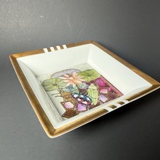 VTG A K Kaiser Hand Painted & Signed Catch All Lily Pad & Beetle Motif 7x7 picture