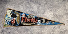 Vintage Florida the Sunshine State 26 Inch Pennant Gators Flamingos Dolphins picture