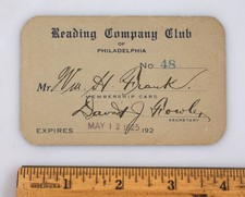 Vintage 1925 Membership Card The Reading Company Club of Philadelphia picture