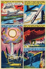 Vintage Comic Style A-Bomb Attack Poster 1960s 24x36” Premium Matte💎 picture