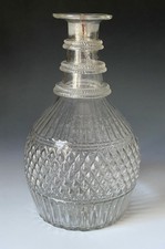 Antique 19th C Three Ring Blown Glass Georgian Victorian Decanter Potion Bottle picture