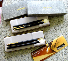 Two Sets Vintage Sheaffer White Dot Fashion Black BallPoint Pen & Pencil Set picture