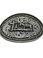 Montana Silversmiths Belt Buckle Kneeling Cowboy Prayer Cross Horse Western USA picture