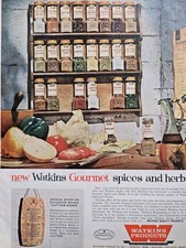 1961 Watkins Gourmet Spices Herbs Spice rack vintage ad picture