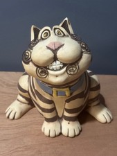 Vintage Cindy Butler Jones Signed Pottery Whimsical Cat Coin Piggy Bank 8