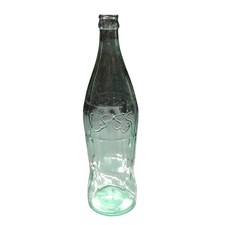 (2 Bottles) RARE 1986 Coca-Cola 1L /33.8oz Bottle Embossed Arabic Script Glass picture