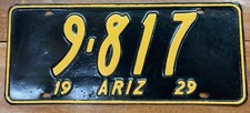 NICE'r LOOKING 1929 MARICOPA COUNTY, ARIZONA LICENSE PLATE, 9817, MVD CLEAR picture