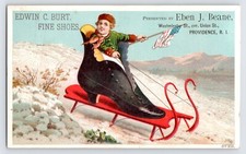 1882 Victorian Trade Card Edwin C. Burt Fine Shoes Providence Rhode Island RI picture