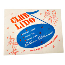 Vintage South Bend Indiana CLUB LIDO Souvenir Photo Nightclub 1940s Restaurant picture