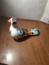 Vintage Mexican Pottery Folk Art Bird Hand Painted  picture