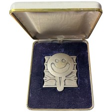 Vintage 1973 Tokyo Music Festival Smile Pin Happy Smiley Face In Original Box picture