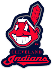 Cleveland Indians Chief Wahoo Logo Type MLB Blue Background Die-cut MAGNET picture