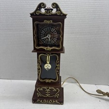 VTG 1960s Spartus Mini Grandfather Clock Plastic Faux Wood Finish Made In USA picture