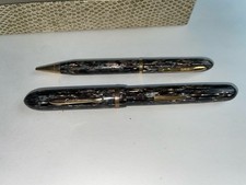 Vintage Conklin Glider Cushon PT 14K Gold Nib Fountain Pen pencil set half box picture