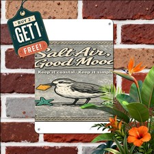 Happier Than A Seagull French Fry Tin Sign Funny Beach Metal Plaque 8x12 picture