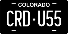 Colorado Black Custom State License Plate Personalized 12