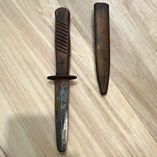 Vintage Imperial German WWI Trench Boot Fighting Knife wooden handle & scabbard picture