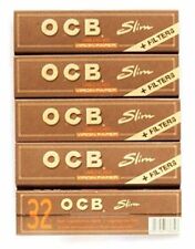 OCB Virgin Unbleached King Size Slim Rolling Papers & Filter Tips - 5 Booklets picture