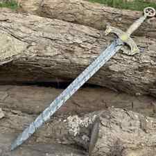 Custom Handmade Damascus Steel Templer Knight Sword, Handmade Sword picture
