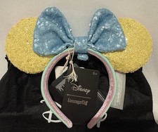 New RARE Loungefly Pastel Color Block Sequin Disney Minnie Ears Headband picture