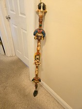 RARE VINTAGE Aztec Mayan Axe Spearhead Folk Art and Mayan God statue picture
