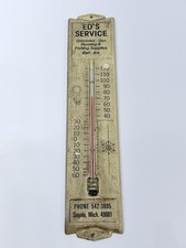 RARE Ed's Service Station Sagola Michigan 49881 Advertising Thermometer picture