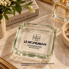 Vintage Le Mondrian Hotel West Hollywood Glass Ashtray Clear Square Logo picture