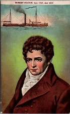 Robert Fulton Steamboat Clermont Portrait Postcard Lancaster PA 1900s picture