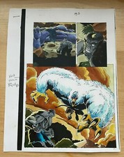 SPIDER-MAN #14 original comic ART COLOR GUIDE HALF SPLASH GRAY HULK faces BEAST picture