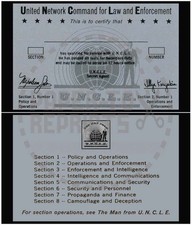 MAN FROM UNCLE MEMBERSHIP CARD WITH LOGO ON BACK - REPRODUCTION picture