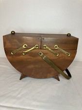 Vintage Wooden Accordion Style Sewing Box from Japan - w/ Notions -Thread & Such picture