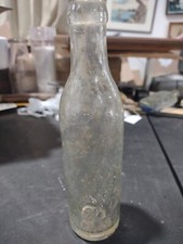 ANTIQUE Bibbey & Ferguson GLENS FALLS NY BOTTLE Clear EMBOSSED GLASS BLOB RARE picture