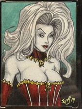 5FINITY Lady Death 2019 Artist Tony Scott Original Art Sketch Card 1/1 picture