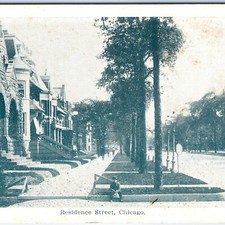 c1900s Chicago IL Residence Street Postcard Gilded Age Mansion House Boy DB picture