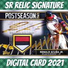 Topps bunt 21 ronald acuna jr. postseason rewind signature relic 2021 digital picture